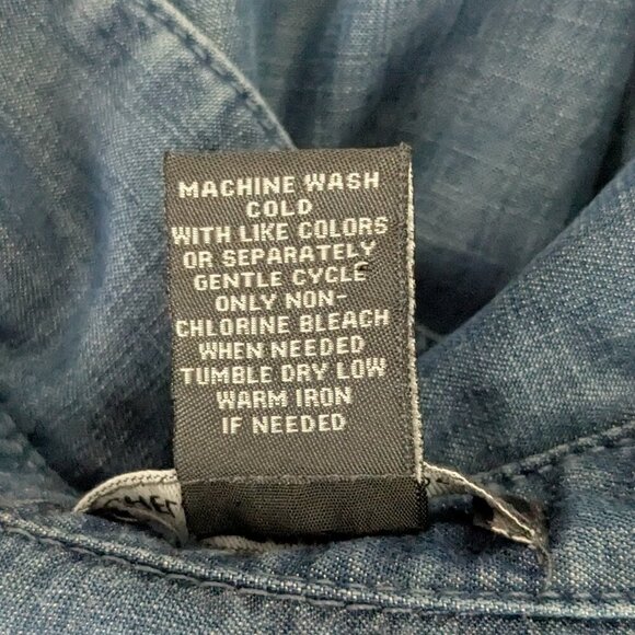 CHELSEA & THEODORE Blue Chambray Short Sleeve Collared Short Dress; Size M - Picture 5 of 5